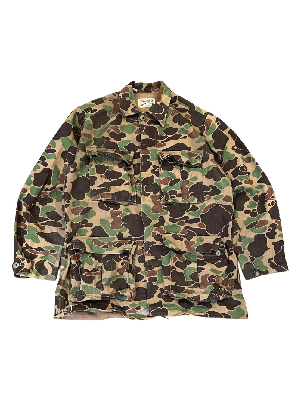 VTG Cabelas Jacket Mens Large Duck Camo Field Coat Hunting 1980s 100% Cotton